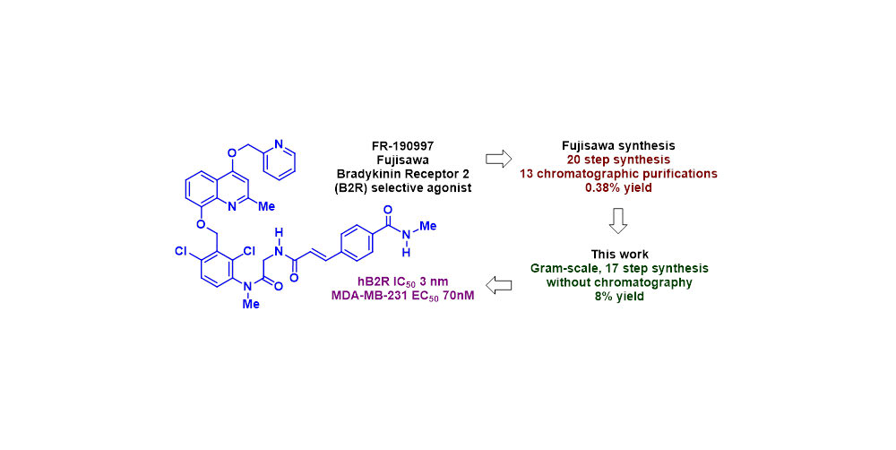 Development of a multigram synthesis of the bradykinin receptor 2 agonist FR‐190997 and analogs thereof